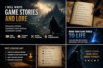 write immersive video game stories and lore