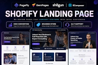 design or clone shopify landing page using replo, pagefly, gempages