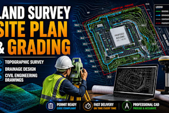 design land survey site plan drainage grading and topographic survey drawing