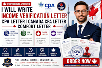 write income verification letter, CPA letter, canada CPA letter, comfort letter