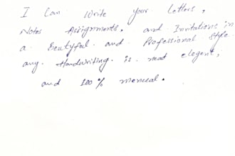 provide professional handwriting services for letters,and assignments