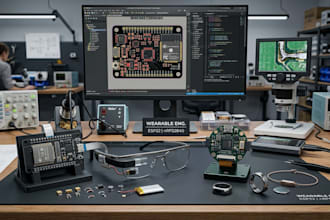 pcb design and firmware for smart wearable glasses, jewelry, esp32 and nrf52840