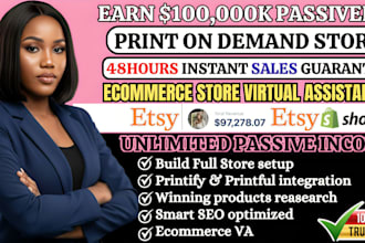 set up shopify print on demand website via printify printiful etsy tshirt pod va