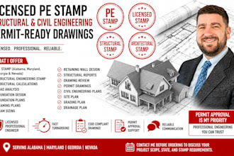 provide permit drawings with licensed engineer stamp alabama, maryland, georgia