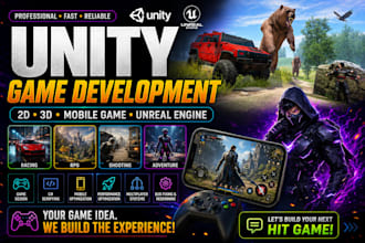 unity game, mobile game, bug fixing, rpg maker, game UI UX design, distribution