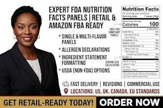 create fda nutrition facts panels for your food products