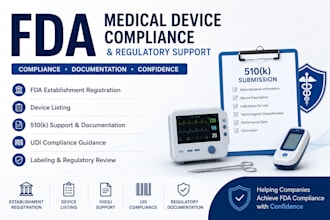 handle fda medical device registration, 510k and udi compliance