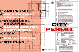 draw adu floor plans architectural drawing, mep and structural plans city permit