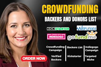 provide targeted verified crowdfunding campaign backers and donor list