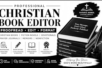 proofread and edit christian book,fiction novel, redesign and KDP journal format