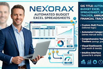 automated budget excel spreadsheet, budget tracker, annual financial tracker