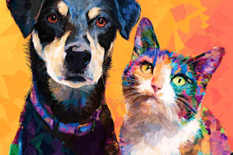 do colorful pop art portraits of pets