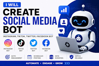create social media bot, tiktok bot, instagram bot, snapchat bot, twitter bot