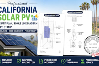 design california solar pv permit plan, single line diagram and pe stamp