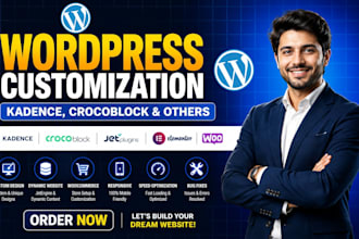 customize wordpress website using kadence, crocoblock, jetengine and elementor