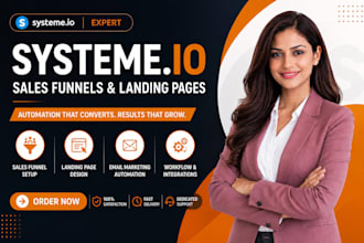 setup systeme io sales funnel automation, systeme io website landing page expert