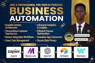 create ai powered business automation zapier make com openai airtable workato