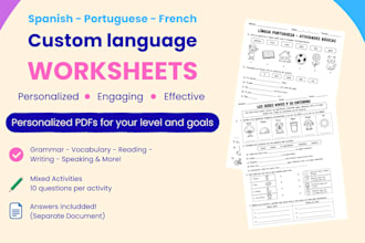 create personalized language learning worksheets and pdfs