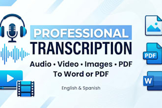 transcribe audio video images and pdfs to word or PDF