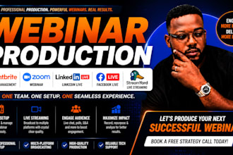 produce your webinar on eventbrite, zoom linkedin live, facebook live streamyard