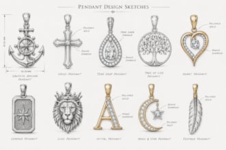 create professional jewelry 2d 3d cad designs and 2d drawing for pendants