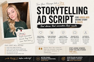 write storytelling ad script for video ads brand story and sales