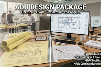 design los angeles adu plans with electrical and hvac drawings