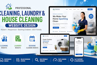 design cleaning website, laundry website and house  cleaning booking website