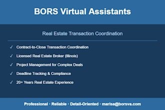 provide real estate transaction coordination and project management services