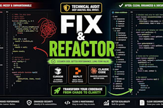perform vibe code technical audit, refactoring optimization cursor, replit, cc