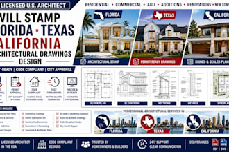 stamp florida texas california architectural drawings design