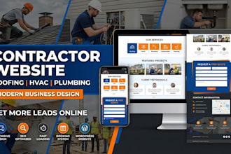 design roofing, construction, plumbing, cleaning, hvac business website