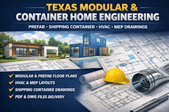design texas modular prefab shipping container home mep construction drawings