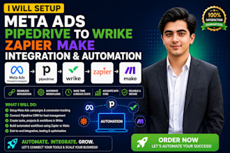 setup meta ads pipedrive to wrike zapier make integration automation
