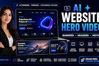 create cinematic 3d, ai hero website video, website header, landing page, ads