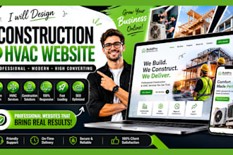 design modern construction company and hvac website for your business