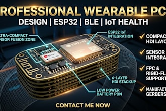 design wearable health device, cloth pcb, band tracker smart glass, esp32 sensor