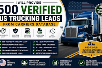 provide 500 verified US trucking leads from carriers database