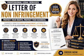 draft legal letter of non infringement services for startups and brands