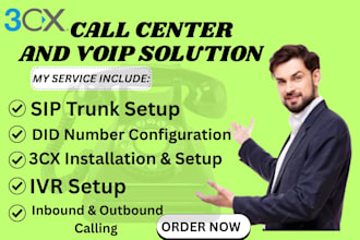setup 3cx did number sip trunk inbound outbound call center