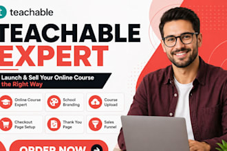design a professional teachable website and online course school