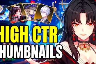 design high CTR anime youtube thumbnails for gacha games