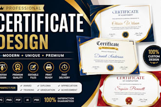 design professional certificate, diploma and award certificate