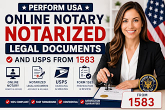 perform USA online notary notarize legal documents and usps form 1583