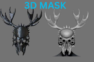 do realistic 3d helmet, 3d mask, 3d halloween mask kitsune mask for 3d printing