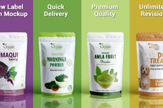 do box lebel pouch design and product packaging 3d mock up for food and beverage