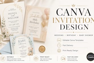design canva wedding invitation birthday invitation baby shower invite