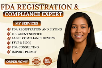 do fda reg, US agent, 510k, import permit, label compliance, and fda consulting