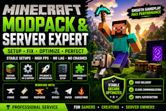 create, fix, optimize minecraft modpack, server setup, forge to fabric, spigot