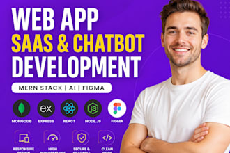 develop mern stack webapp website, ai saas chatbot frontend and backend